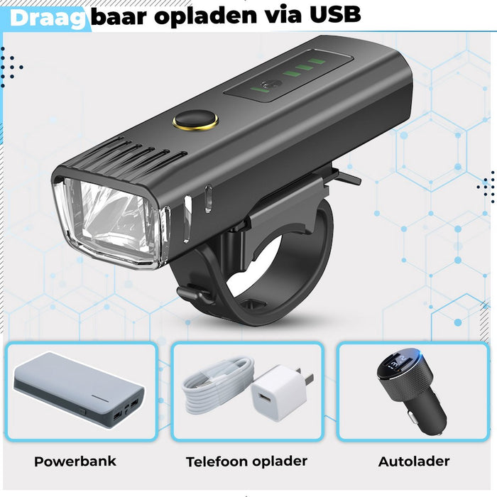 ZENXSTORE USB Oplaadbare Fietslamp Set - Voorlicht en Achterlicht