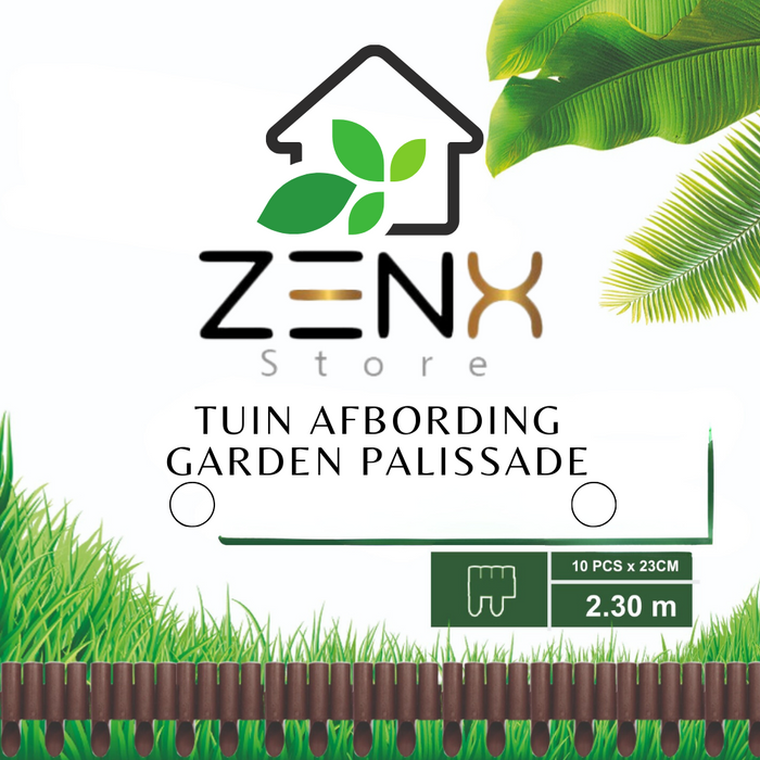 ZenXstore Hoogkwaliteit Gazonranden Tuin afboording-2.3 meter-Gazonrande- Garden Lawn Edge Border Palissade- Bruin of groen 10 stuks 2.30m