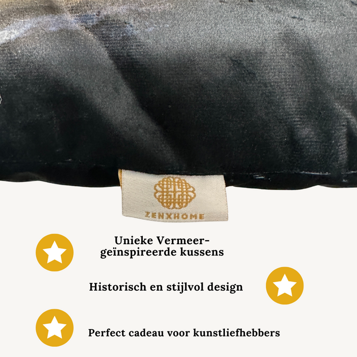 ZenXhome's Meisje met de Parel Sierkussen Dutch Design Meesterwerk voor Stijlvol Comfort- Design kussens- 40cm X 40cm