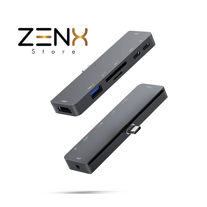 ZenXstore IPAD USB-C Hub - USB Splitter - 4 Poort - Kabel van 30cm - USB-C DATA - USB 3.0 - Aluminium - Space Grey