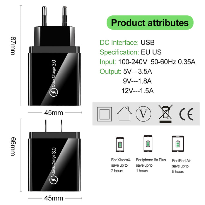Quick Charge Pro Oplader  3.0 USB-A